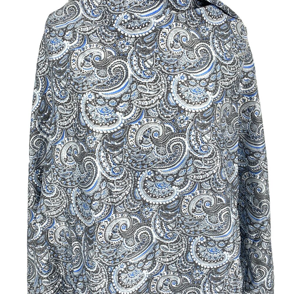 Vintage paisley satin fabric, blue black gray